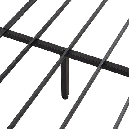 King Size Modern Metal Platform Bed with Wooden Headboard,2 Drawers and LED Lights