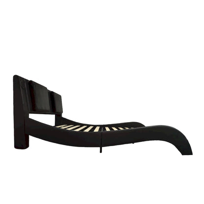 Queen Size Faux Leather Upholstered Platform Bed with LED Lighting and Wood Slat Support