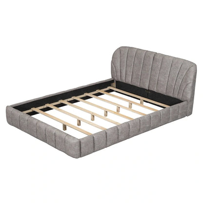 Modern Queen Size Upholstered Bed with Thick Fabric