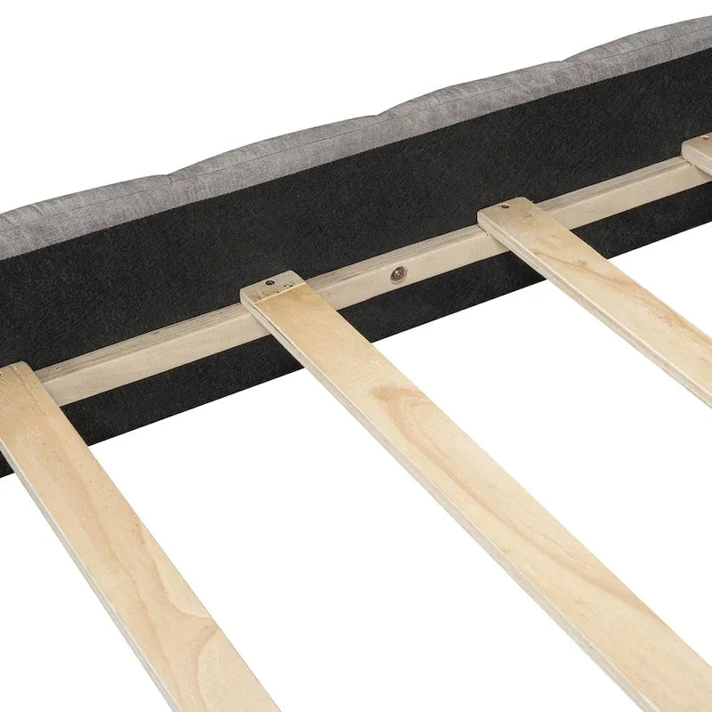 Modern Queen Size Upholstered Bed with Thick Fabric