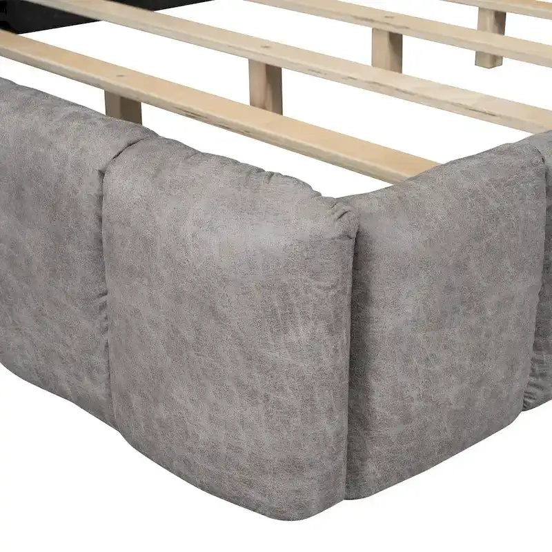 Modern Queen Size Upholstered Bed with Thick Fabric