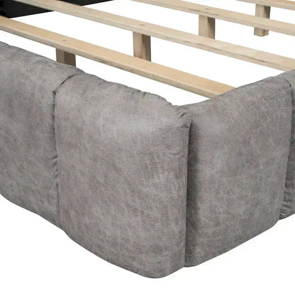Modern Queen Size Upholstered Bed with Thick Fabric