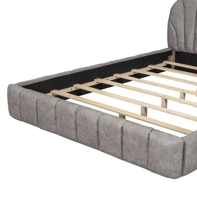 Modern Queen Size Upholstered Bed with Thick Fabric