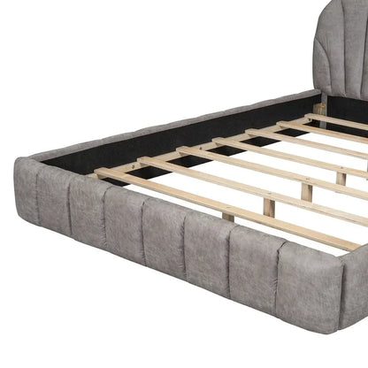 Modern Queen Size Upholstered Bed with Thick Fabric