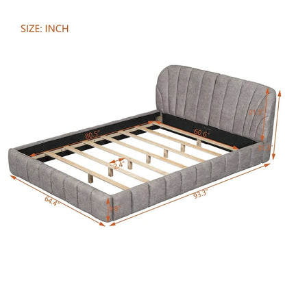 Modern Queen Size Upholstered Bed with Thick Fabric