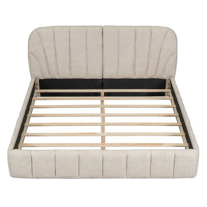 Modern Queen Size Upholstered Bed with Thick Fabric