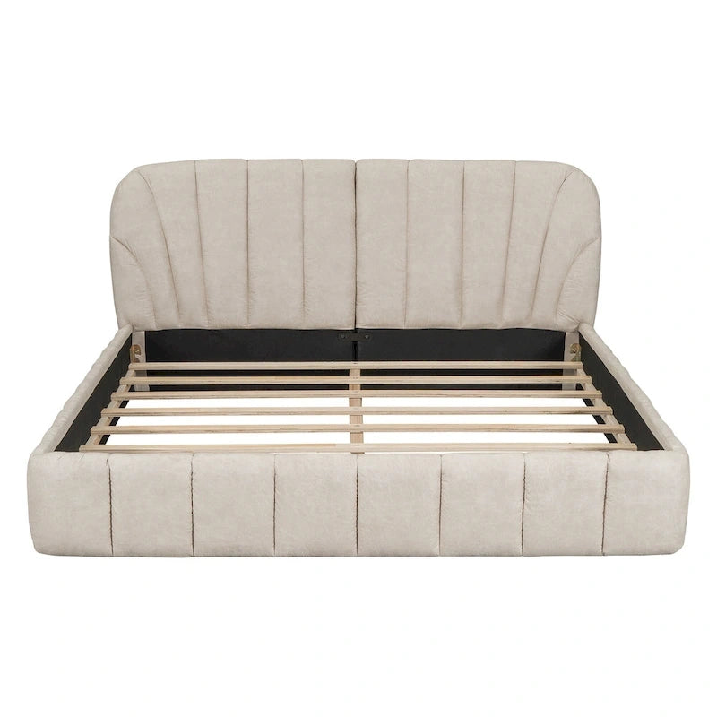 Modern Queen Size Upholstered Bed with Thick Fabric
