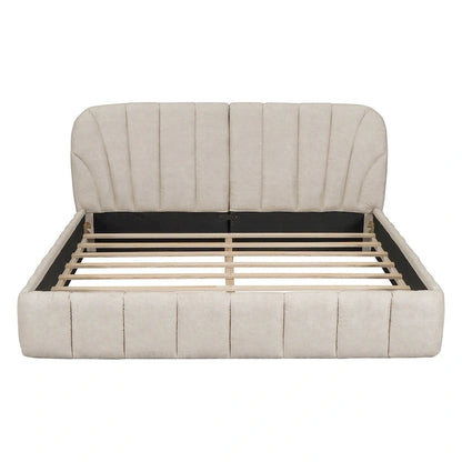 Modern Queen Size Upholstered Bed with Thick Fabric