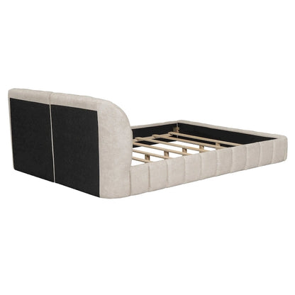 Modern Queen Size Upholstered Bed with Thick Fabric