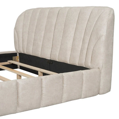 Modern Queen Size Upholstered Bed with Thick Fabric