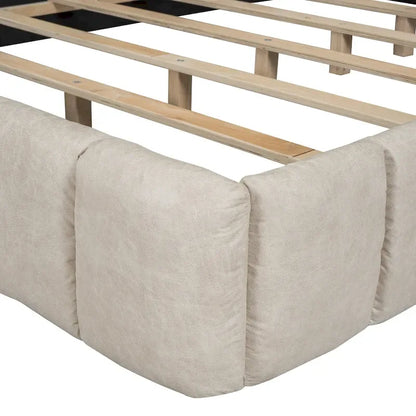Modern Queen Size Upholstered Bed with Thick Fabric