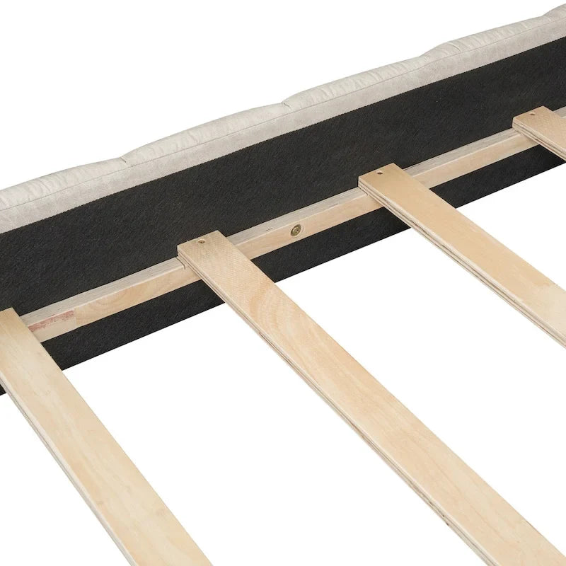 Modern Queen Size Upholstered Bed with Thick Fabric