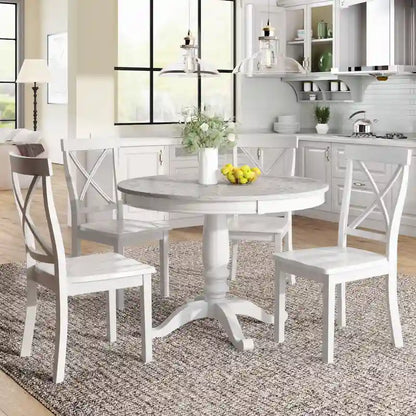 5-Piece Modern Wooden Dining Set with Round Table & Chairs