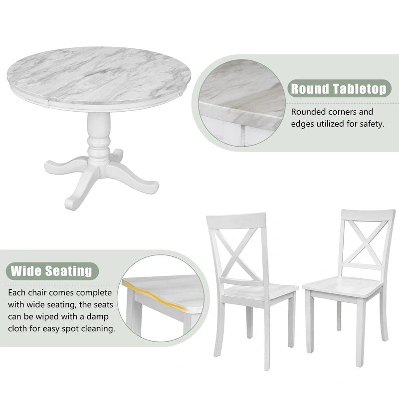 5-Piece Modern Wooden Dining Set with Round Table & Chairs