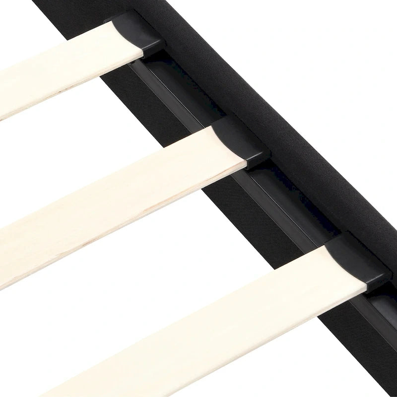 Black King Upholstered Platform Bed with Button Tufted Headboard and Wood Slats - No Box Spring Needed