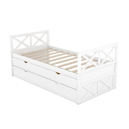 White Pine Twin Daybed with Drawers and Trundle