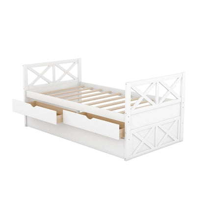 White Pine Twin Daybed with Drawers and Trundle