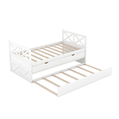 White Pine Twin Daybed with Drawers and Trundle