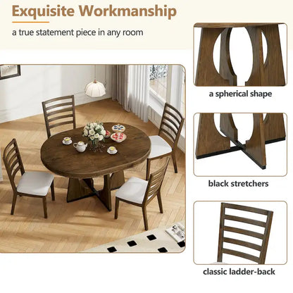 5-Piece Vintage Dining Set with Extendable Table & 4 Chairs