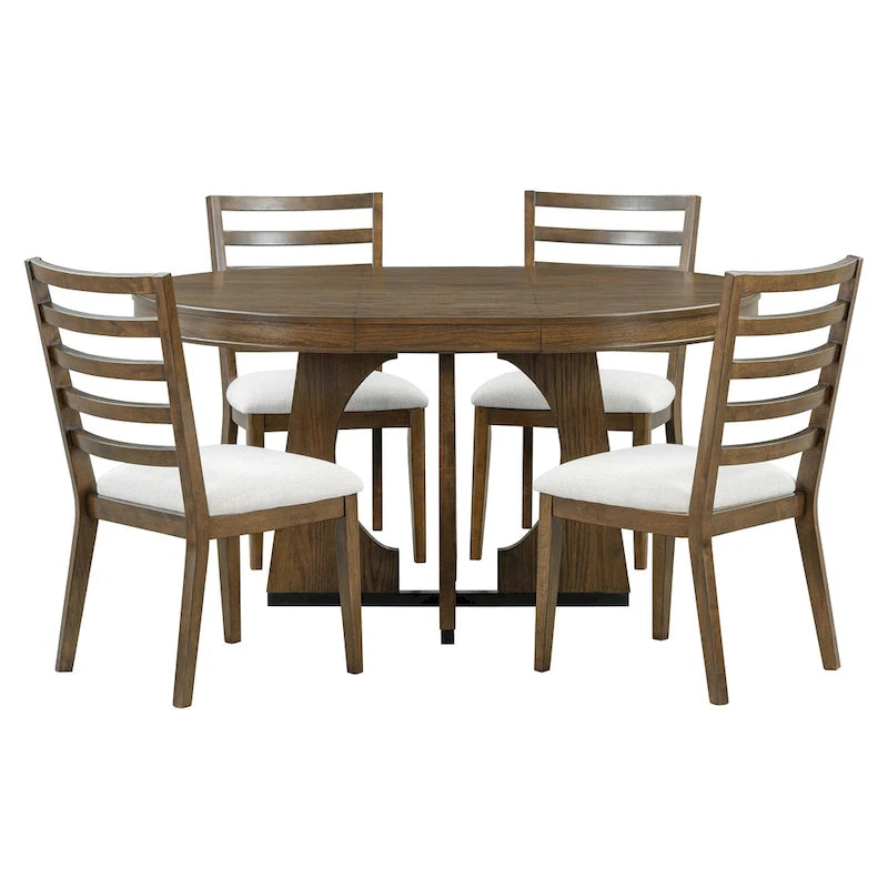 5-Piece Vintage Dining Set with Extendable Table & 4 Chairs