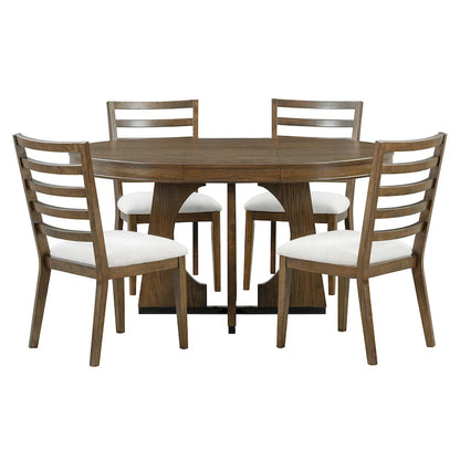5-Piece Vintage Dining Set with Extendable Table & 4 Chairs