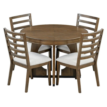5-Piece Vintage Dining Set with Extendable Table & 4 Chairs