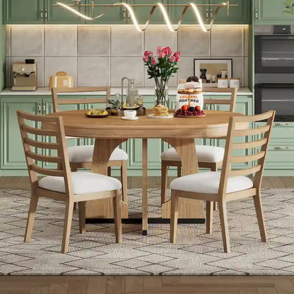5-Piece Vintage Dining Set with Extendable Table & 4 Chairs