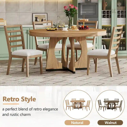 5-Piece Vintage Dining Set with Extendable Table & 4 Chairs