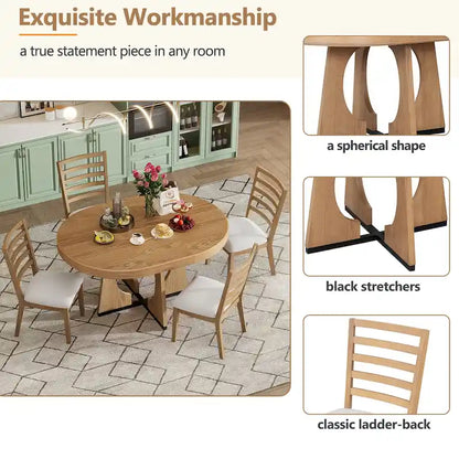 5-Piece Vintage Dining Set with Extendable Table & 4 Chairs