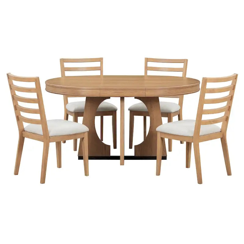 5-Piece Vintage Dining Set with Extendable Table & 4 Chairs
