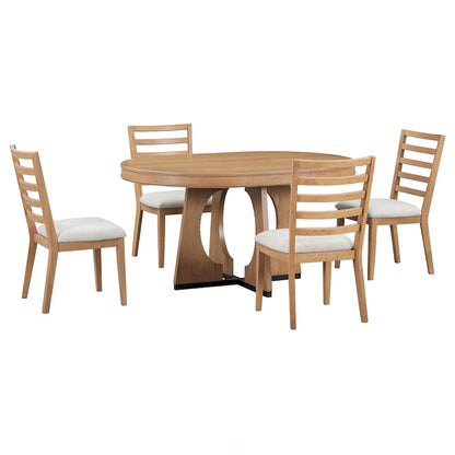 5-Piece Vintage Dining Set with Extendable Table & 4 Chairs
