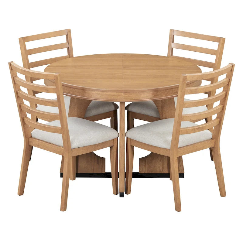 5-Piece Vintage Dining Set with Extendable Table & 4 Chairs
