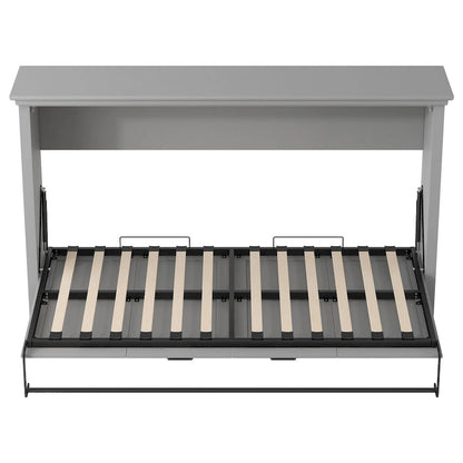 Full Size Murphy Bed with Desk, Storage Shelves, and Cabinets