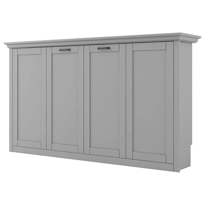 Full Size Murphy Bed with Desk, Storage Shelves, and Cabinets