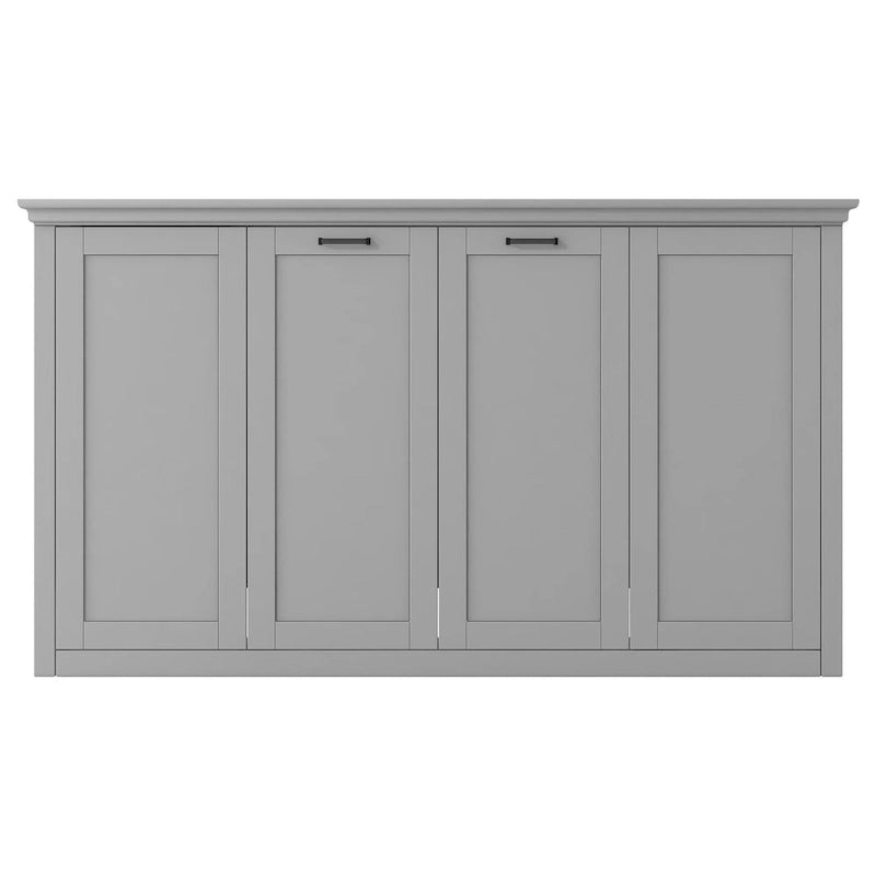 Full Size Murphy Bed with Desk, Storage Shelves, and Cabinets