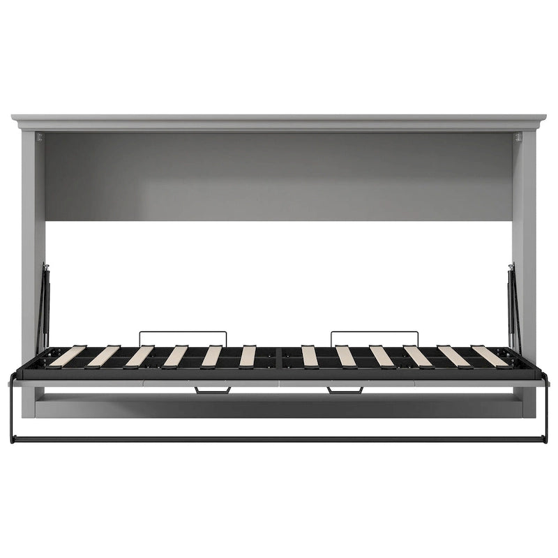 Full Size Murphy Bed with Desk, Storage Shelves, and Cabinets