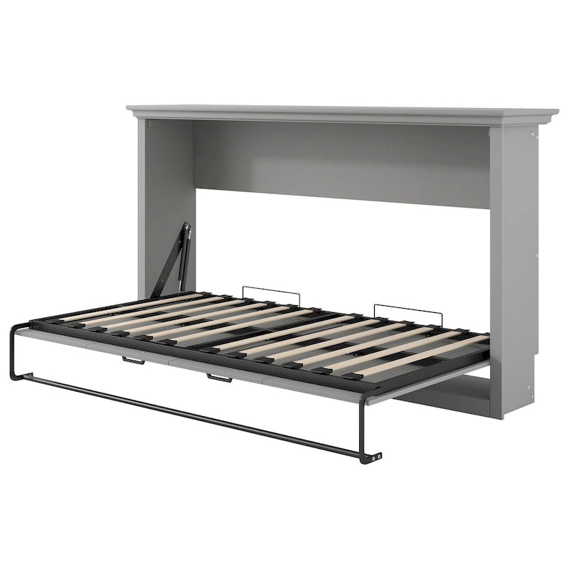 Full Size Murphy Bed with Desk, Storage Shelves, and Cabinets