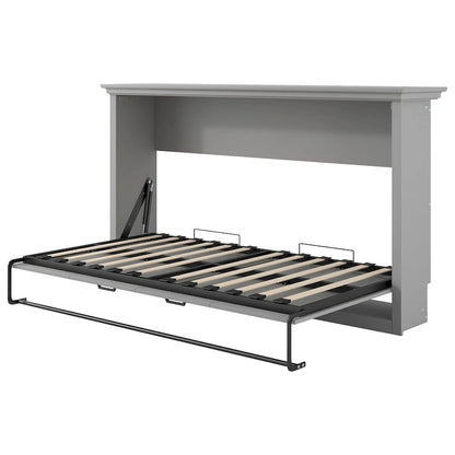 Full Size Murphy Bed with Desk, Storage Shelves, and Cabinets