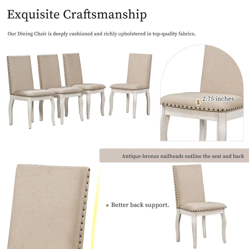 5-Piece Wooden Dining Table Set with Extendable Round Table & 4 Chairs