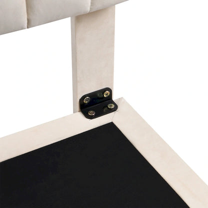 Queen Velvet Floating Bed with Sensor Light and Tufted Headboard