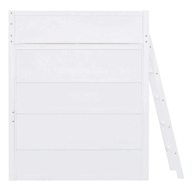 Full Size Solid Wood Loft Bed with Desk and Shelf for Kids