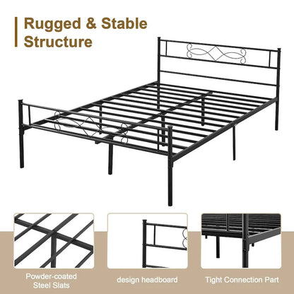 Metal Bed Frame with Headboard and Footboard- Twin/Full/Queen Size Bed