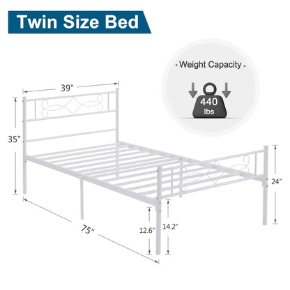 Metal Bed Frame with Headboard and Footboard- Twin/Full/Queen Size Bed