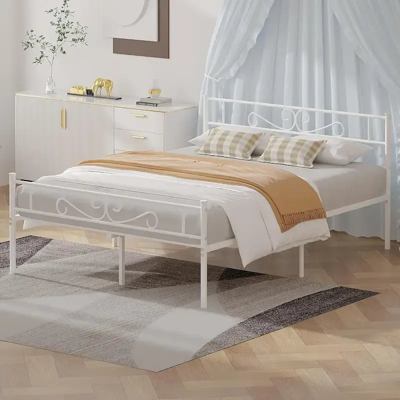 Metal Bed Frame with Headboard and Footboard- Twin/Full/Queen Size Bed