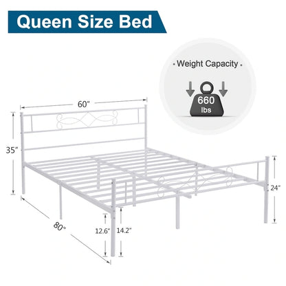 Metal Bed Frame with Headboard and Footboard- Twin/Full/Queen Size Bed