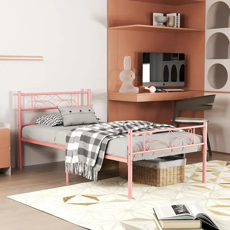 Metal Bed Frame with Headboard and Footboard- Twin/Full/Queen Size Bed