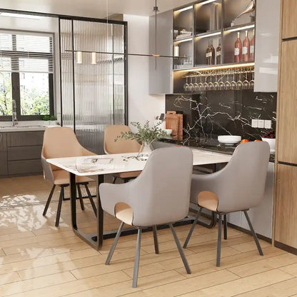 Two-tone Microfiber Leather Upholstered Rotatable Dining Chairs (Set of 2) - 22.83 W x 19.69 D x 36.61 H