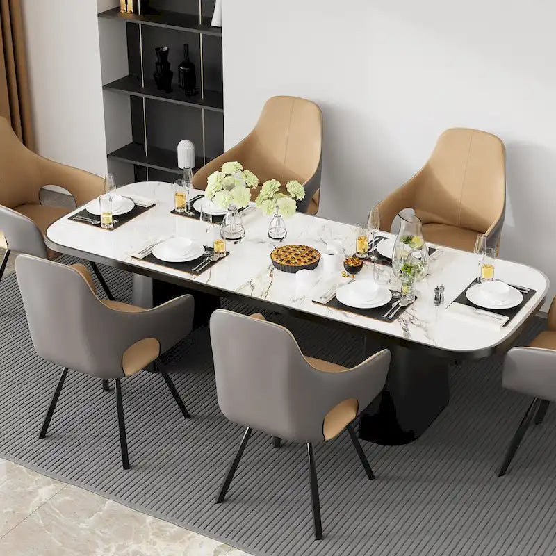 Two-tone Microfiber Leather Upholstered Rotatable Dining Chairs (Set of 2) - 22.83 W x 19.69 D x 36.61 H