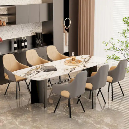 Two-tone Microfiber Leather Upholstered Rotatable Dining Chairs (Set of 2) - 22.83 W x 19.69 D x 36.61 H