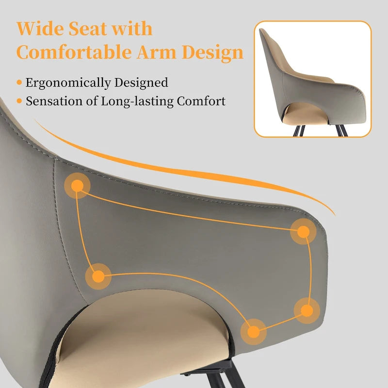 Two-tone Microfiber Leather Upholstered Rotatable Dining Chairs (Set of 2) - 22.83 W x 19.69 D x 36.61 H